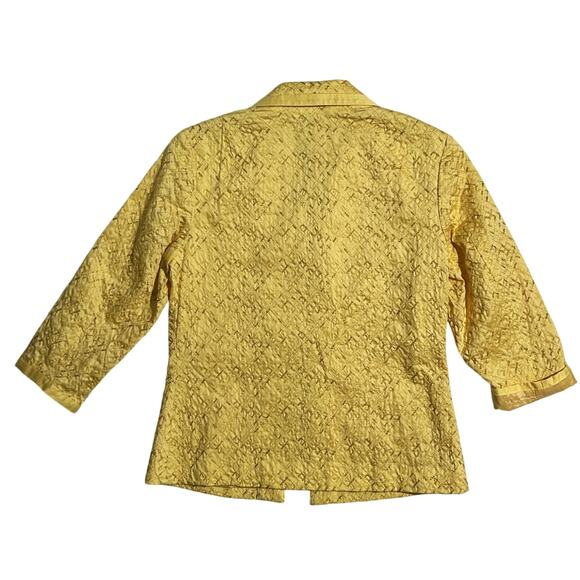NWT Chico's Yellow Metallic Embroidered Clasp Closure Jacket Size 0 - Picture 4 of 6